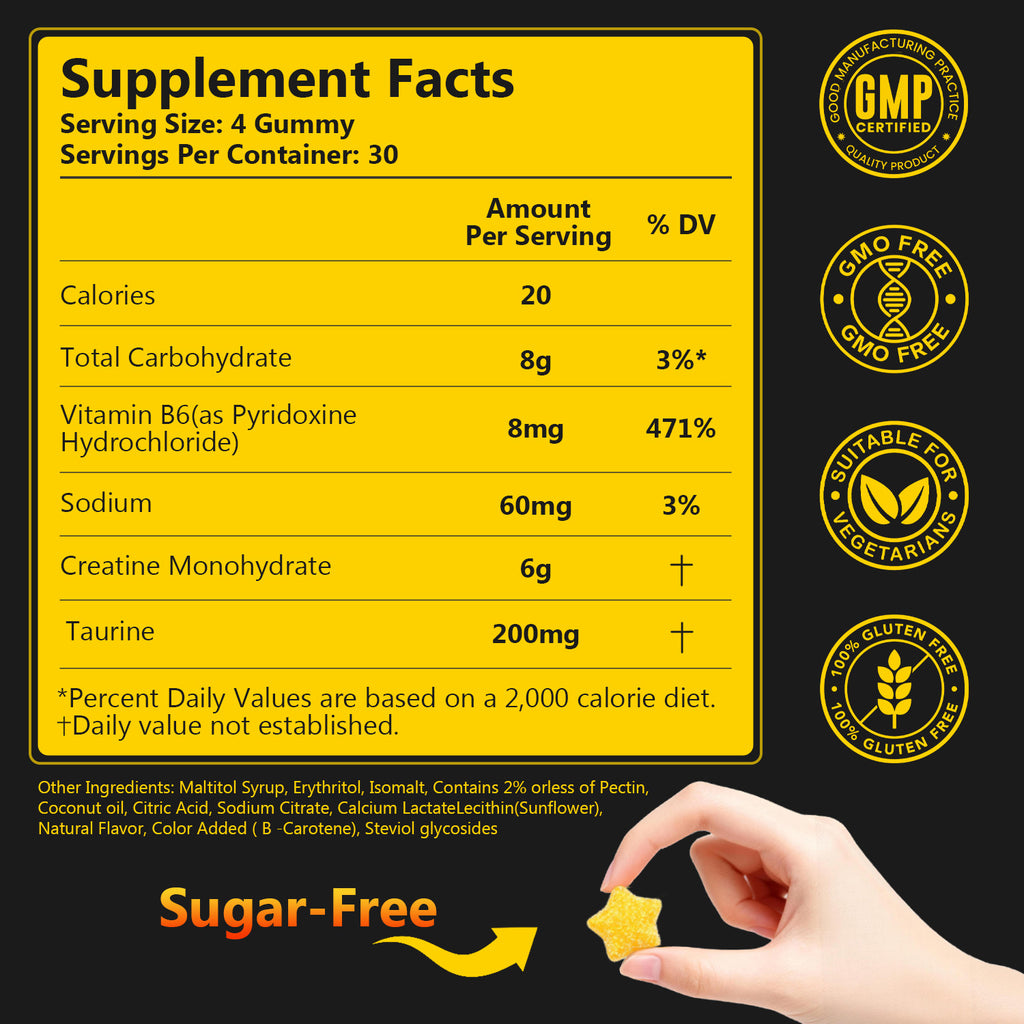 Creatine Gummies Sugar-Free with 6000 mg Creatine Monohydrate