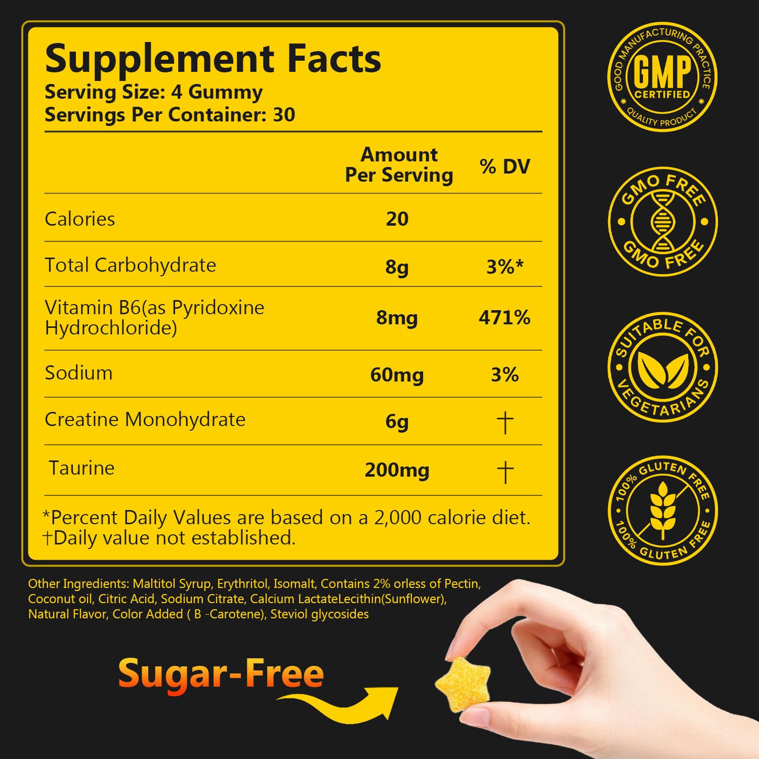 Creatine Gummies Sugar-Free with 6000 mg Creatine Monohydrate