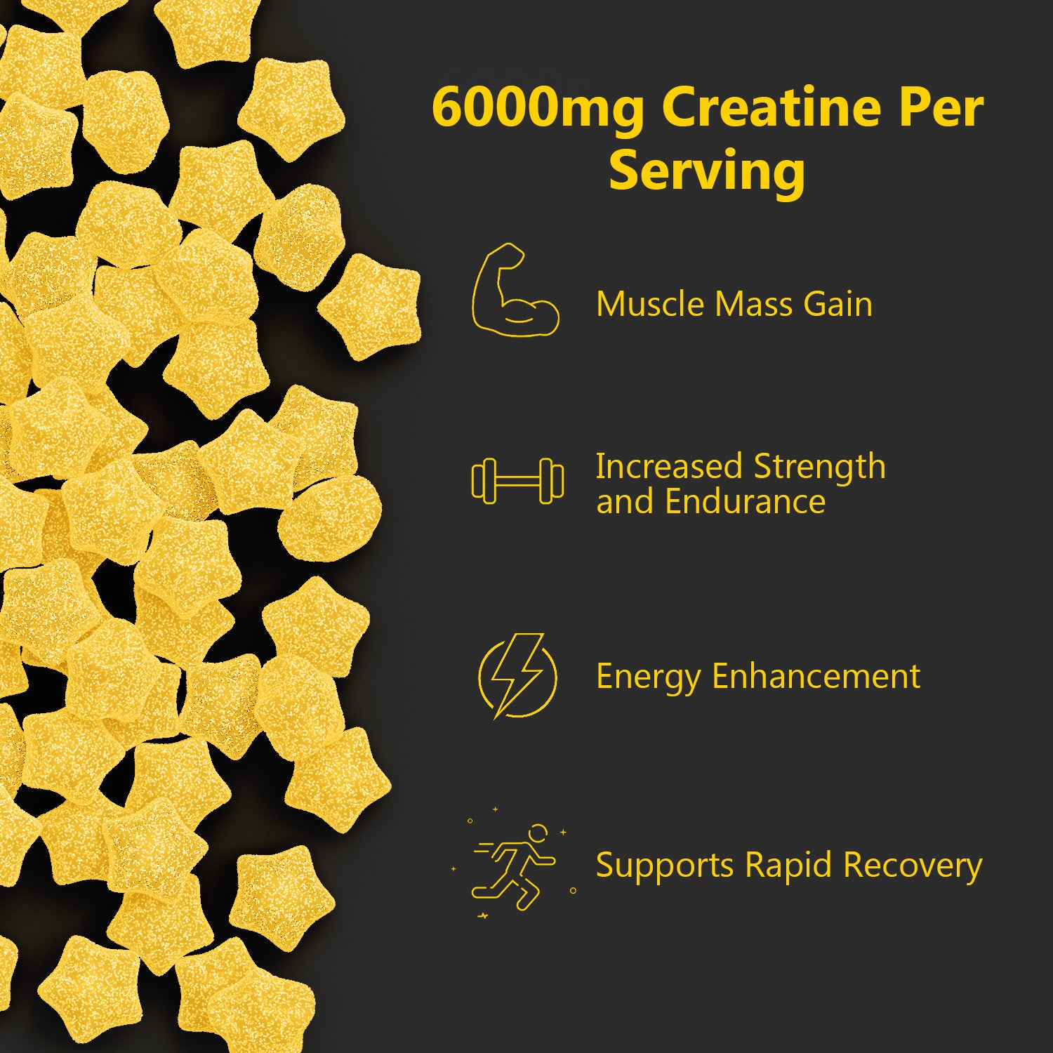 Creatine Gummies Sugar-Free with 6000 mg Creatine Monohydrate